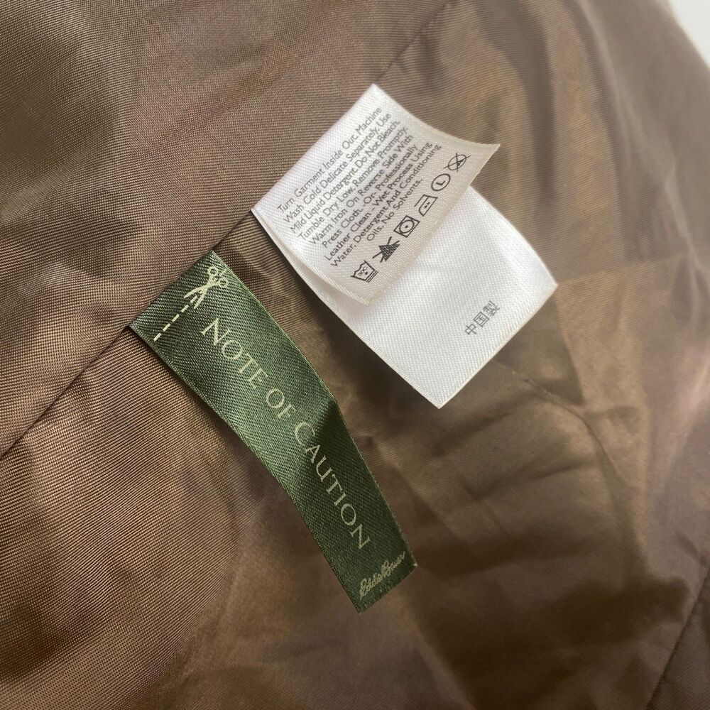 Vintage Eddie Bauer Seattle Suede Brown Jacket SM Washable Button Front Pocket - Picture 15 of 16
